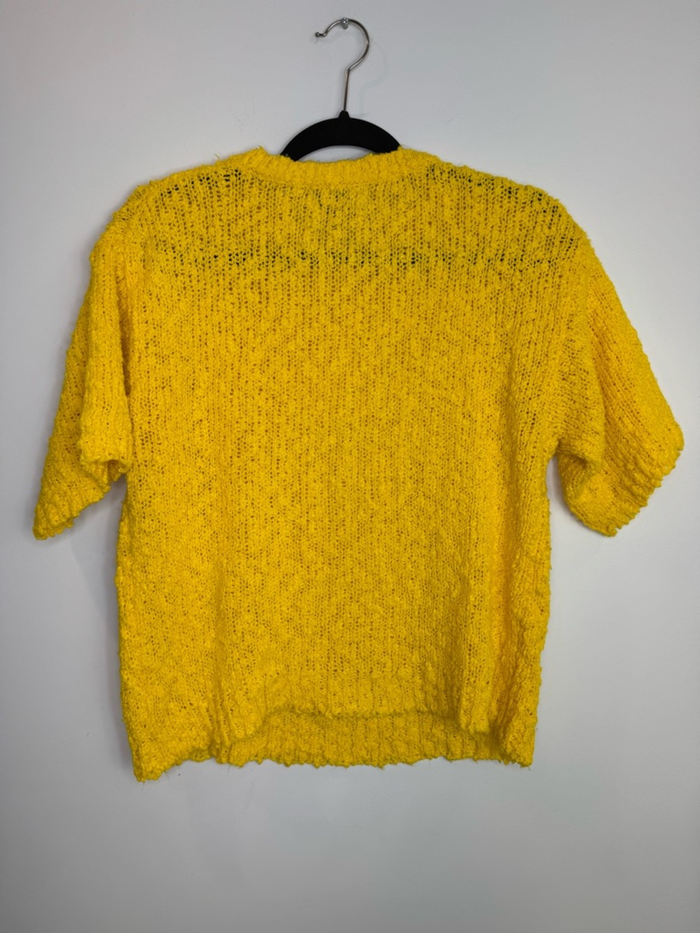 Vintage FairSet Bright Yellow Textured Knit Short-Sleeve Sweater size S - Picture 6 of 6